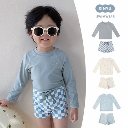 ベビー用水着 ボーイズ水着 長袖セパレートスイムウェア ラッシュガード【mh0009322】
