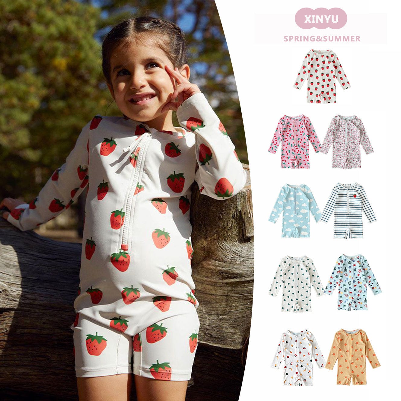 ベビー用水着 ガールズ水着 長袖つなぎスイムウェア ラッシュガード【mh0009323】