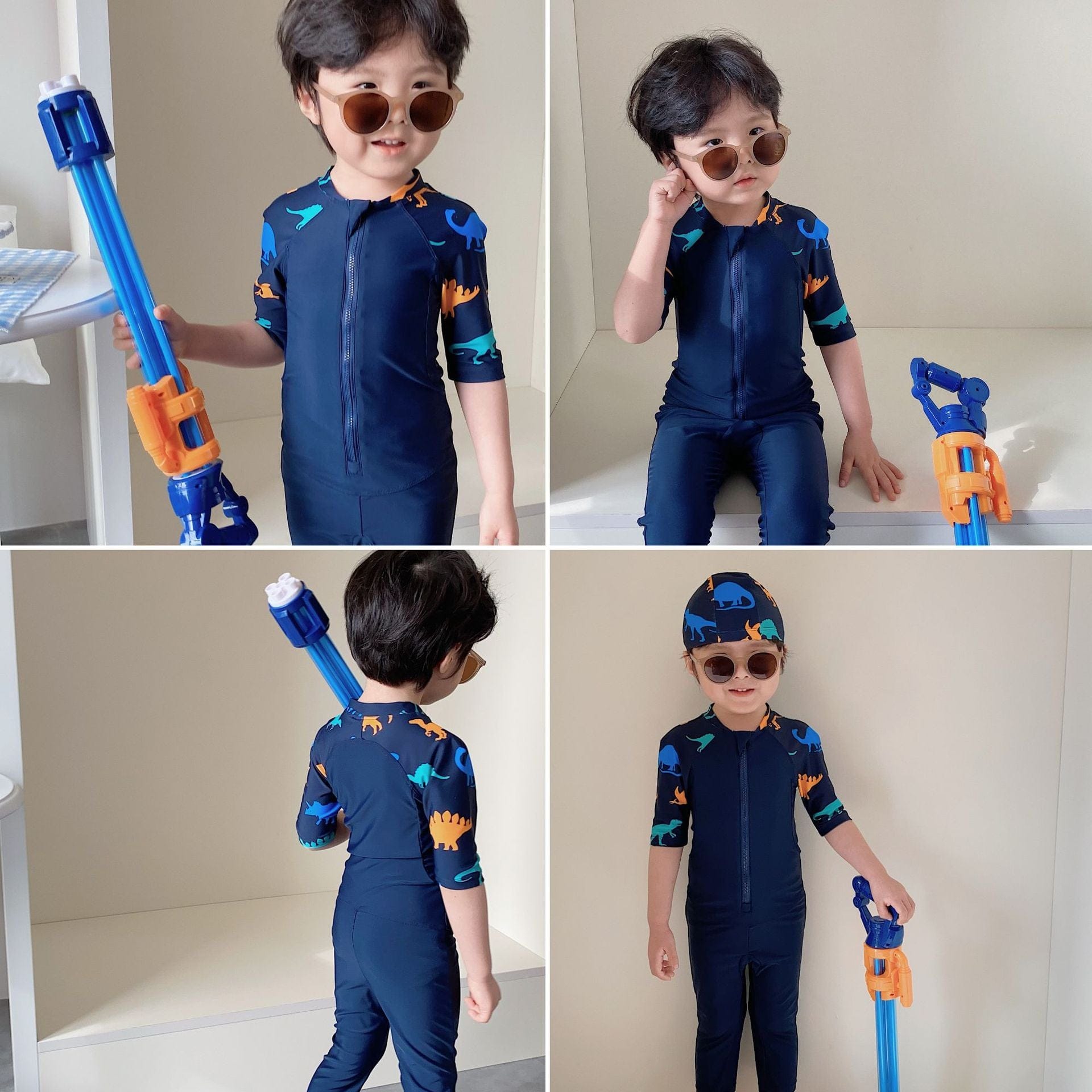 ベビー用水着 ボーイズ水着 長袖長ズボンつなぎスイムウェア ラッシュガード【mh0009324】