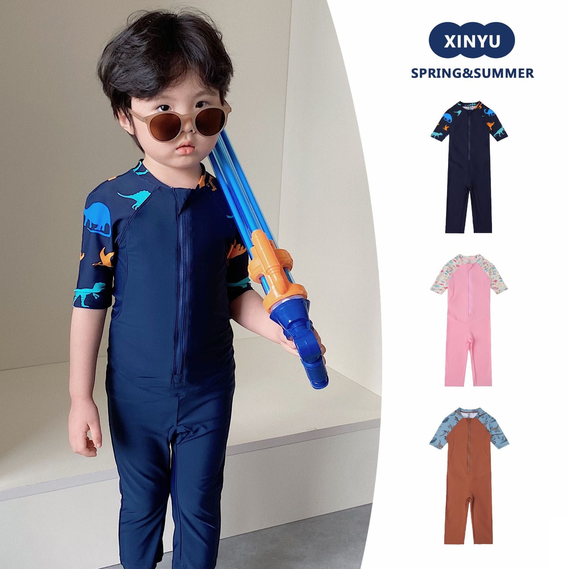 ベビー用水着 ボーイズ水着 長袖長ズボンつなぎスイムウェア ラッシュガード【mh0009324】