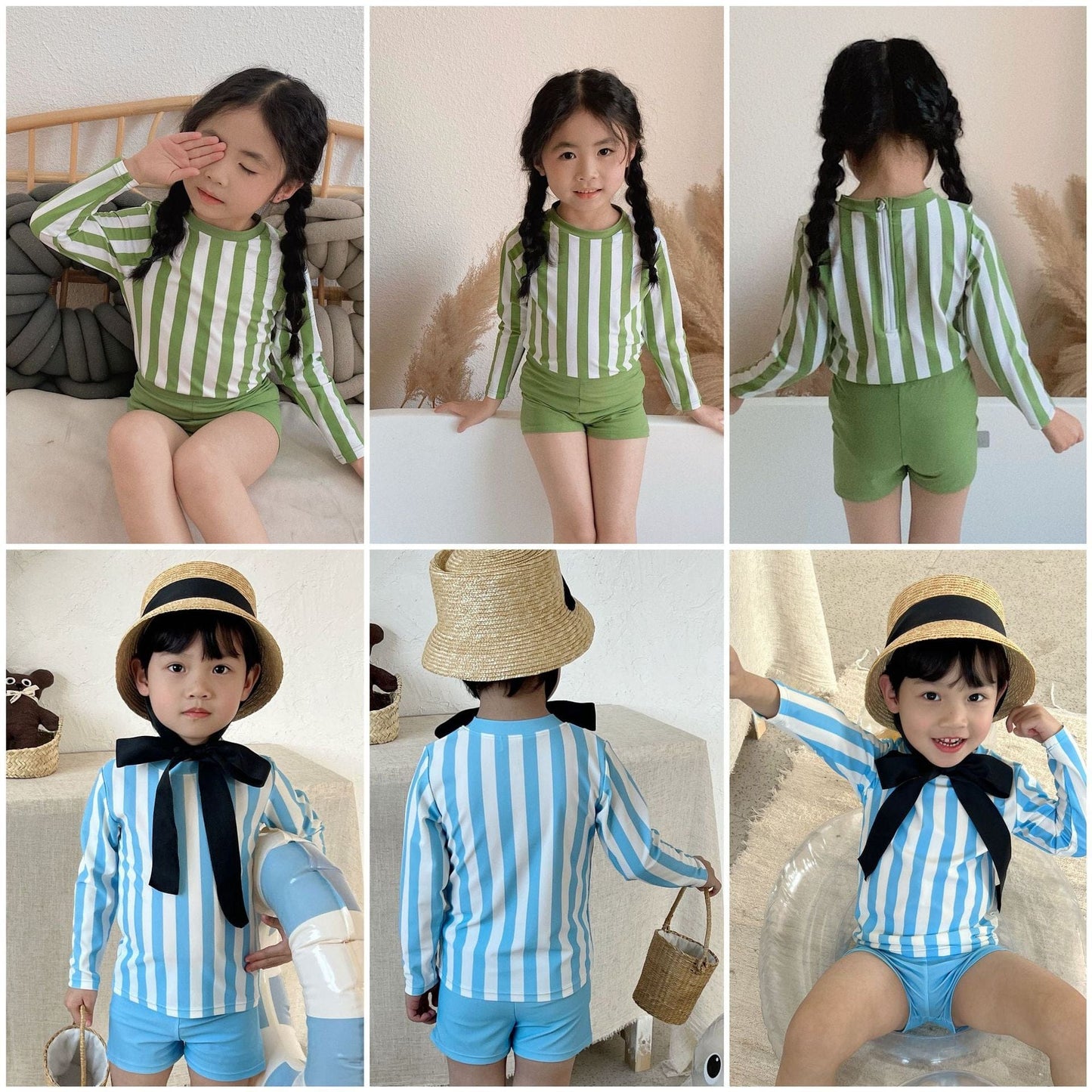 ベビー用水着 ボーイズ水着 長袖セパレートスイムウェア ラッシュガード【mh0009326】