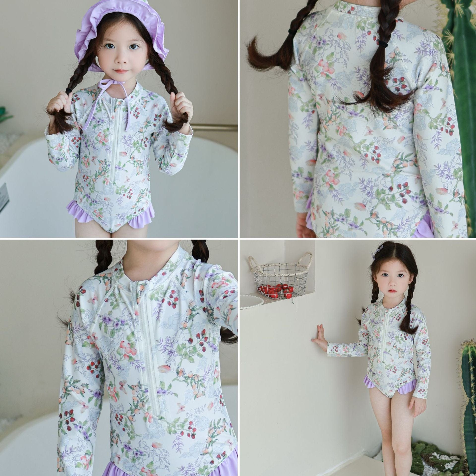 ベビー用水着 ガールズ水着 長袖ワンピーススイムウェア ラッシュガード【mh0009327】