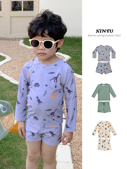 ベビー用水着 ボーイズ水着 長袖セパレートスイムウェア ラッシュガード【mh0009329】