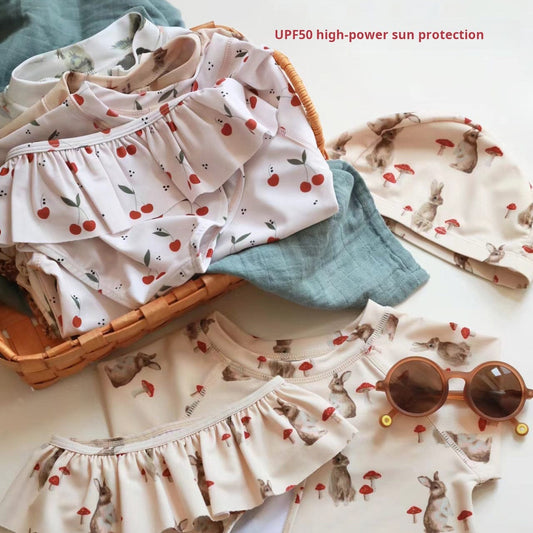 ベビー用水着 ガールズ水着 長袖セパレートスイムウェア ラッシュガード【mh0009330】