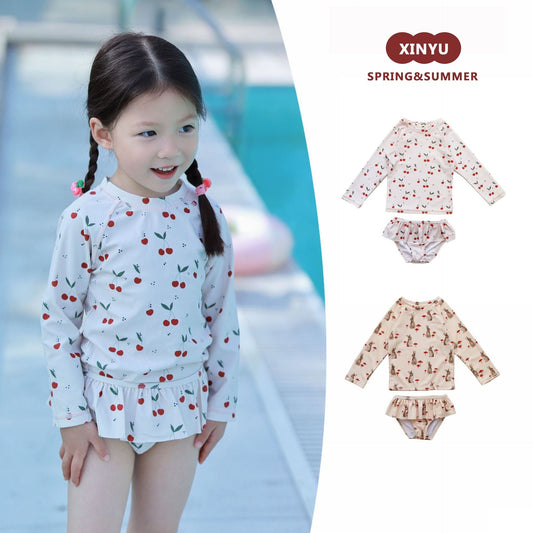 ベビー用水着 ガールズ水着 長袖セパレートスイムウェア ラッシュガード【mh0009330】