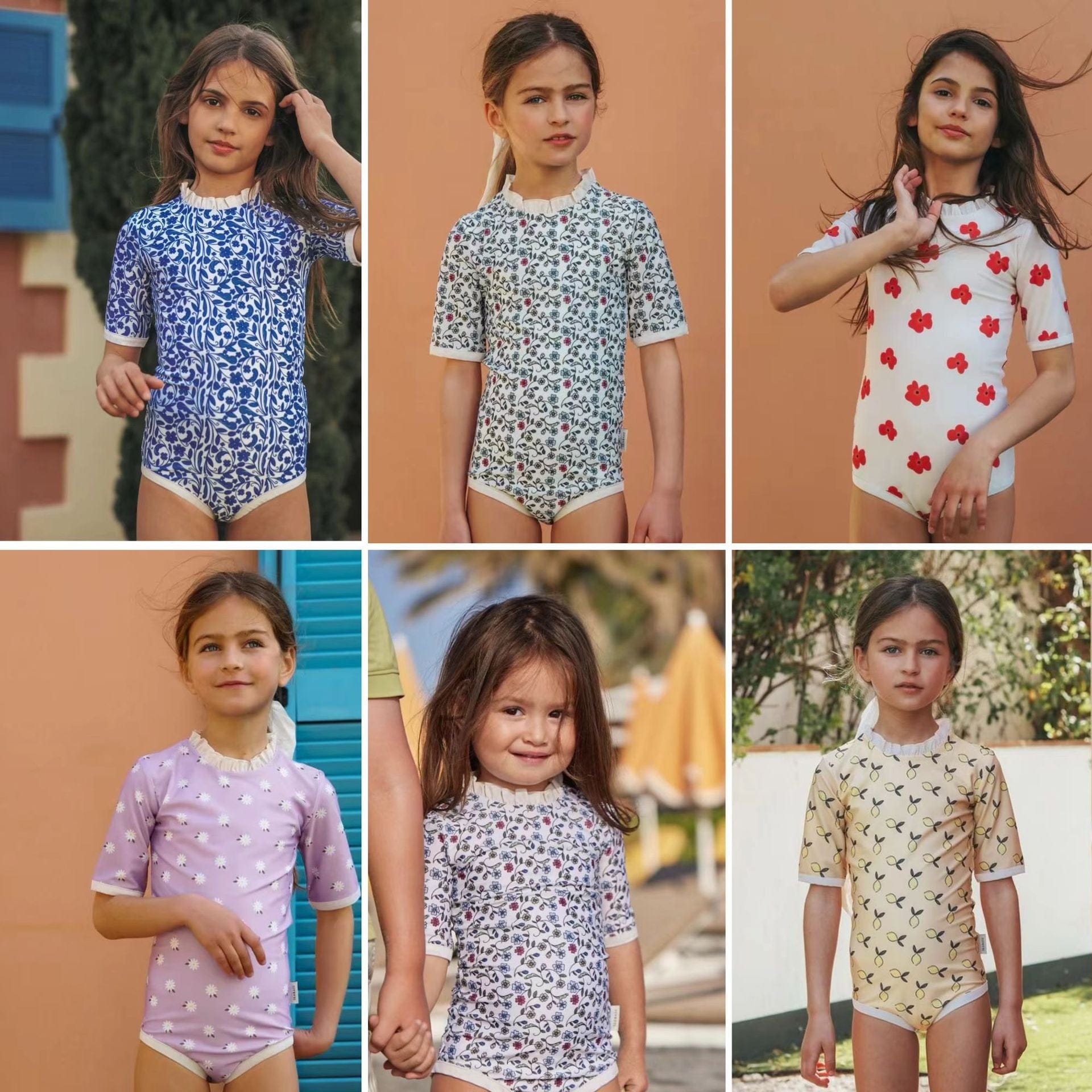 ベビー用水着 ガールズ水着 半袖ワンピーススイムウェア ラッシュガード【mh0009332】