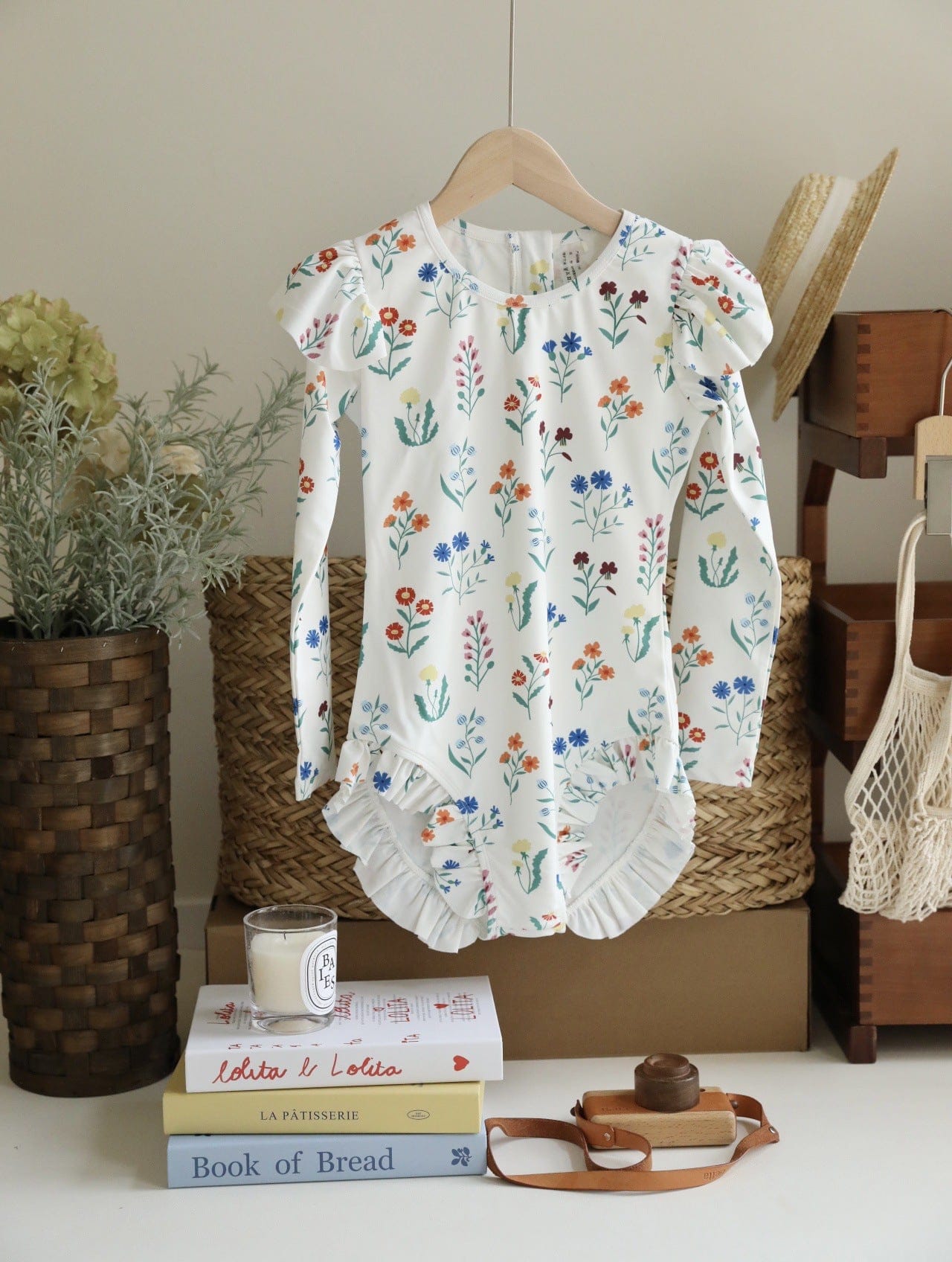 ベビー用水着 ジュニアガールズ水着 長袖ワンピーススイムウェア ラッシュガード【mh0009333】