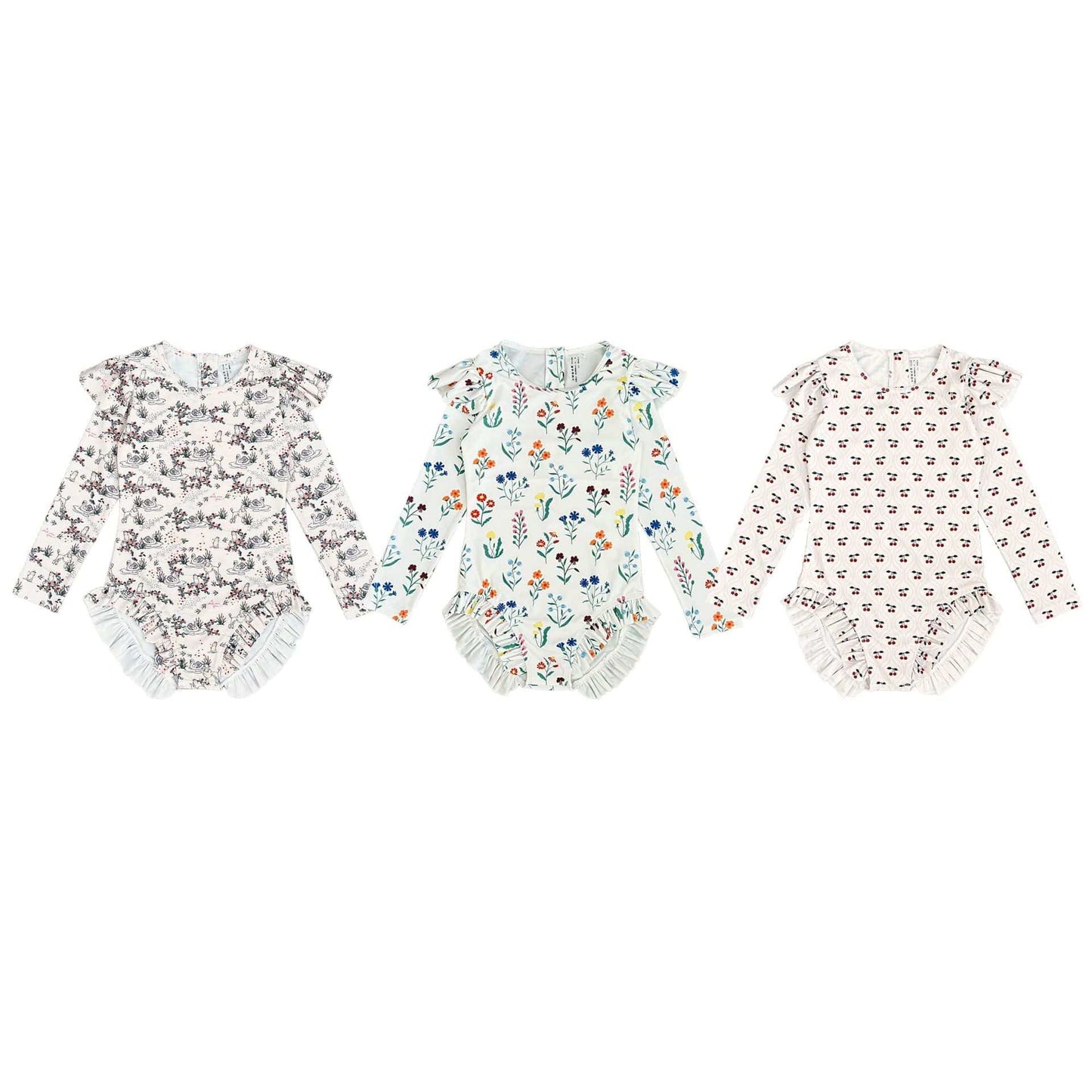 ベビー用水着 ジュニアガールズ水着 長袖ワンピーススイムウェア ラッシュガード【mh0009333】