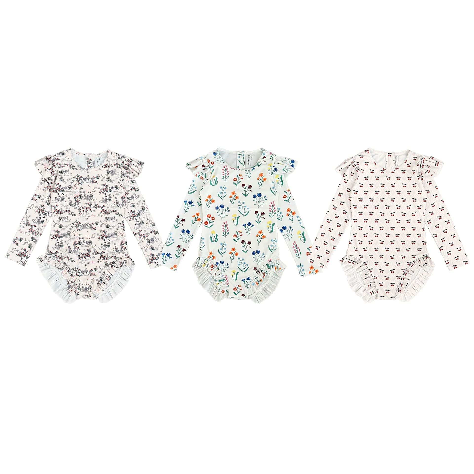 ベビー用水着 ジュニアガールズ水着 長袖ワンピーススイムウェア ラッシュガード【mh0009333】