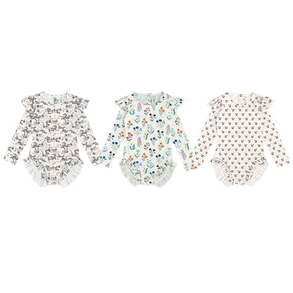 ベビー用水着 ジュニアガールズ水着 長袖ワンピーススイムウェア ラッシュガード【mh0009333】