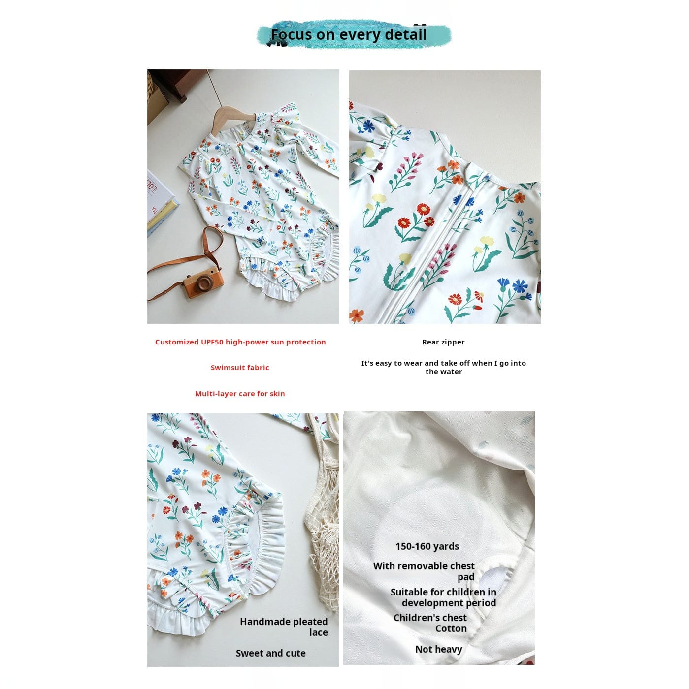 ベビー用水着 ジュニアガールズ水着 長袖ワンピーススイムウェア ラッシュガード【mh0009333】