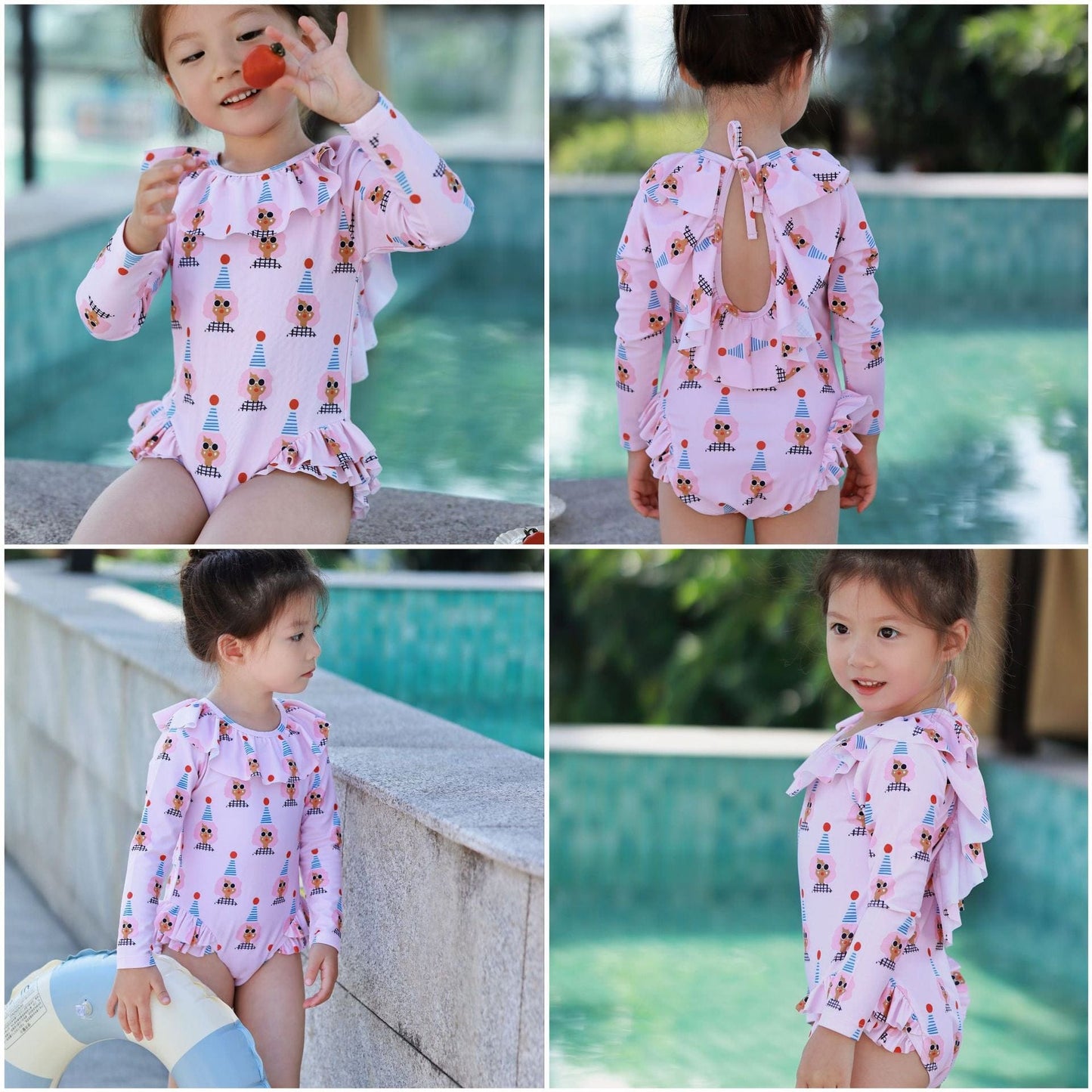 ベビー用水着 ガールズ水着 長袖ワンピーススイムウェア ラッシュガード【mh0009334】