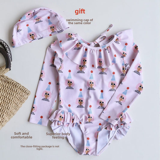 ベビー用水着 ガールズ水着 長袖ワンピーススイムウェア ラッシュガード【mh0009334】