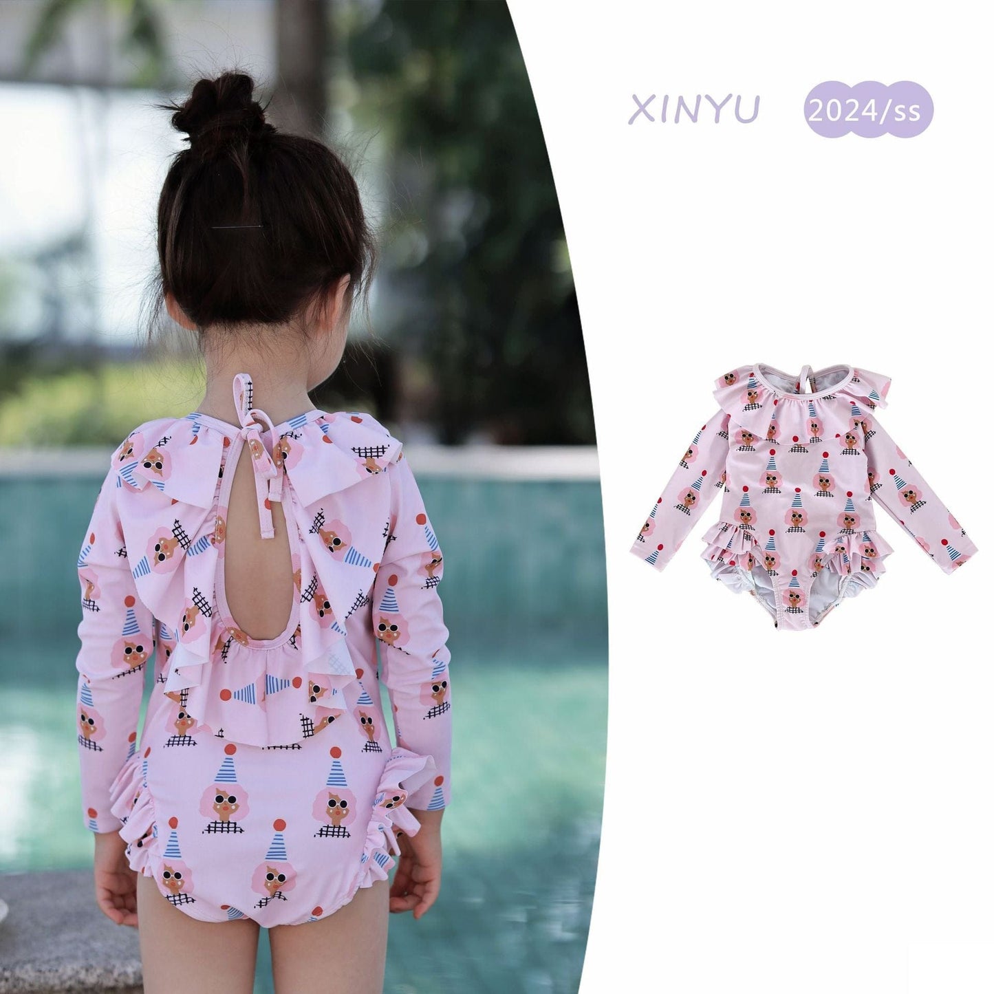 ベビー用水着 ガールズ水着 長袖ワンピーススイムウェア ラッシュガード【mh0009334】