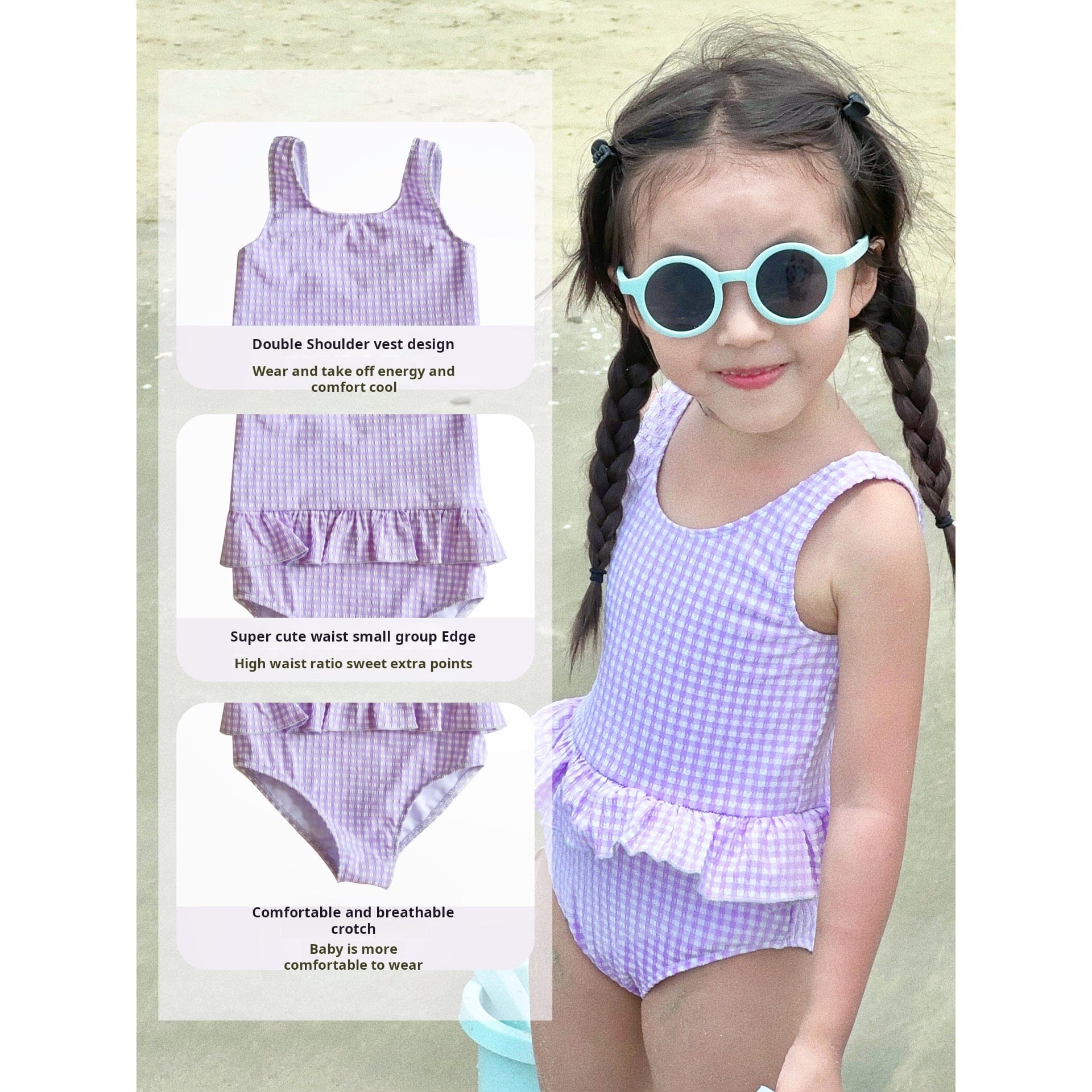 ベビー用水着 ガールズ水着 ノースリーブワンピース/セパレートスイムウェア ラッシュガード【mh0009335】