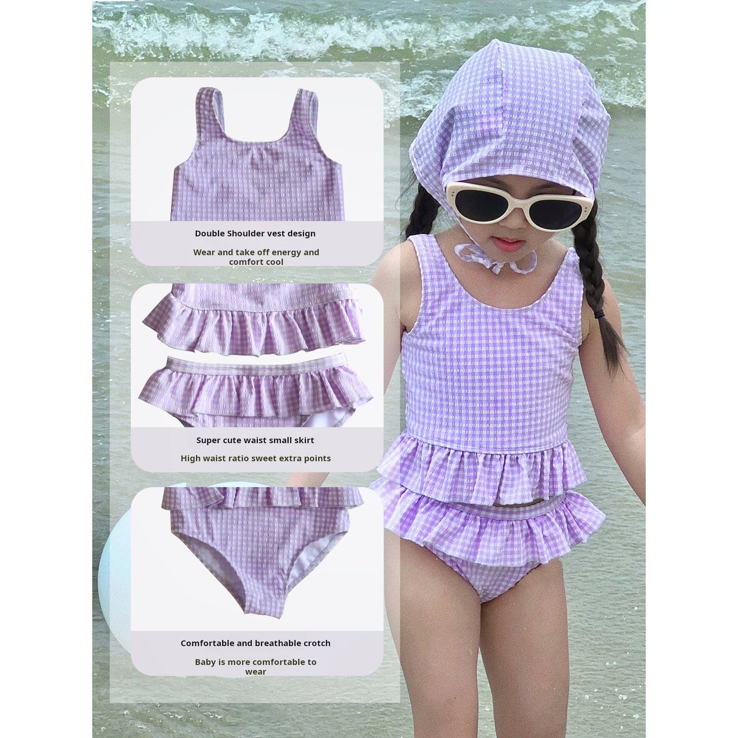 ベビー用水着 ガールズ水着 ノースリーブワンピース/セパレートスイムウェア ラッシュガード【mh0009335】