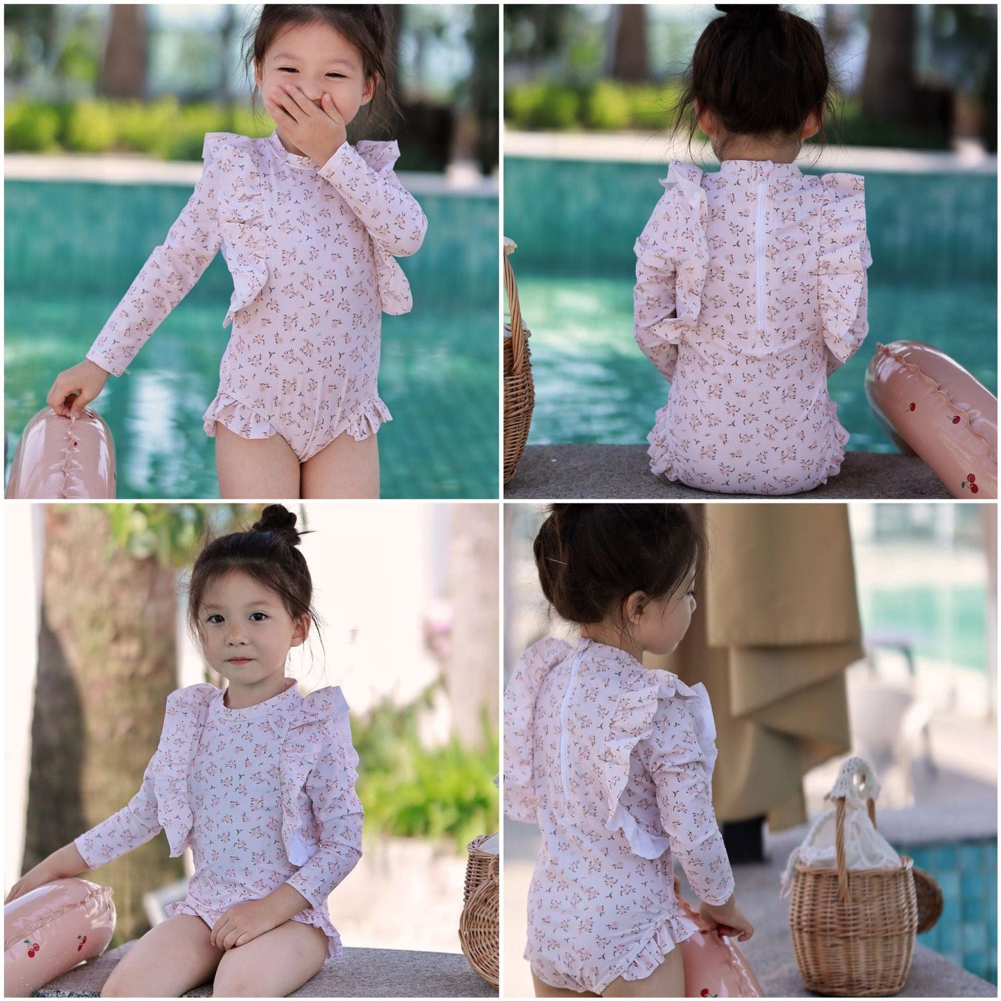 ベビー用水着 ガールズ水着 長袖ワンピーススイムウェア ラッシュガード【mh0009336】