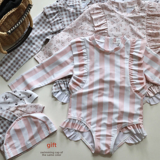 ベビー用水着 ガールズ水着 長袖ワンピーススイムウェア ラッシュガード【mh0009336】