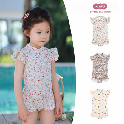 ベビー用水着 ガールズ水着 キャップスリーブワンピーススイムウェア ラッシュガード【mh0009337】