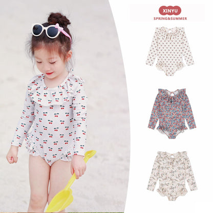 ベビー用水着 ガールズ水着 長袖ワンピーススイムウェア ラッシュガード【mh0009338】