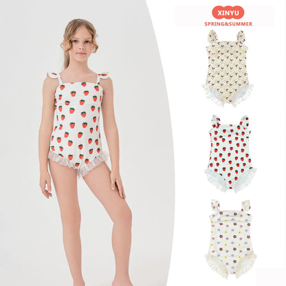 ベビー用水着 ジュニアガールズ水着 ノースリーブワンピーススイムウェア ラッシュガード【mh0009340】