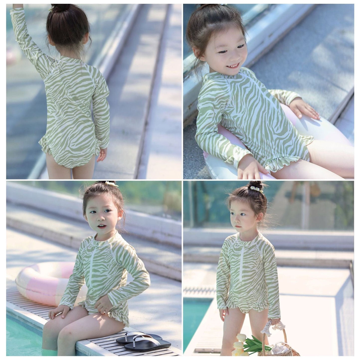 ベビー用水着 ガールズ水着 長袖ワンピーススイムウェア ラッシュガード【mh0009343】