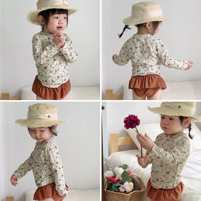 ベビー用水着 ガールズ水着 長袖セパレートスイムウェア ラッシュガード【mh0009344】