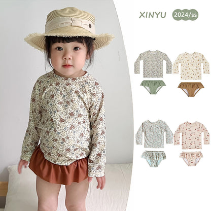 ベビー用水着 ガールズ水着 長袖セパレートスイムウェア ラッシュガード【mh0009344】