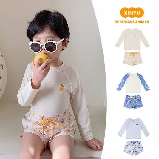 ベビー用水着 ボーイズ水着 長袖セパレートスイムウェア ラッシュガード【mh0009345】