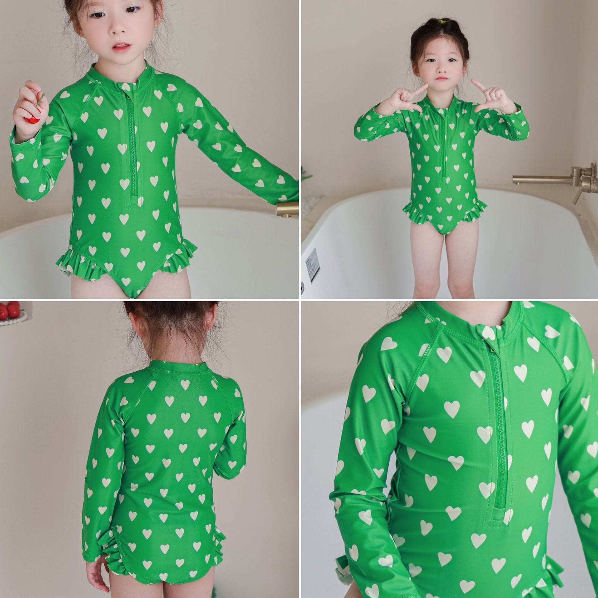 ベビー用水着 ガールズ水着 長袖ワンピーススイムウェア ラッシュガード【mh0009346】