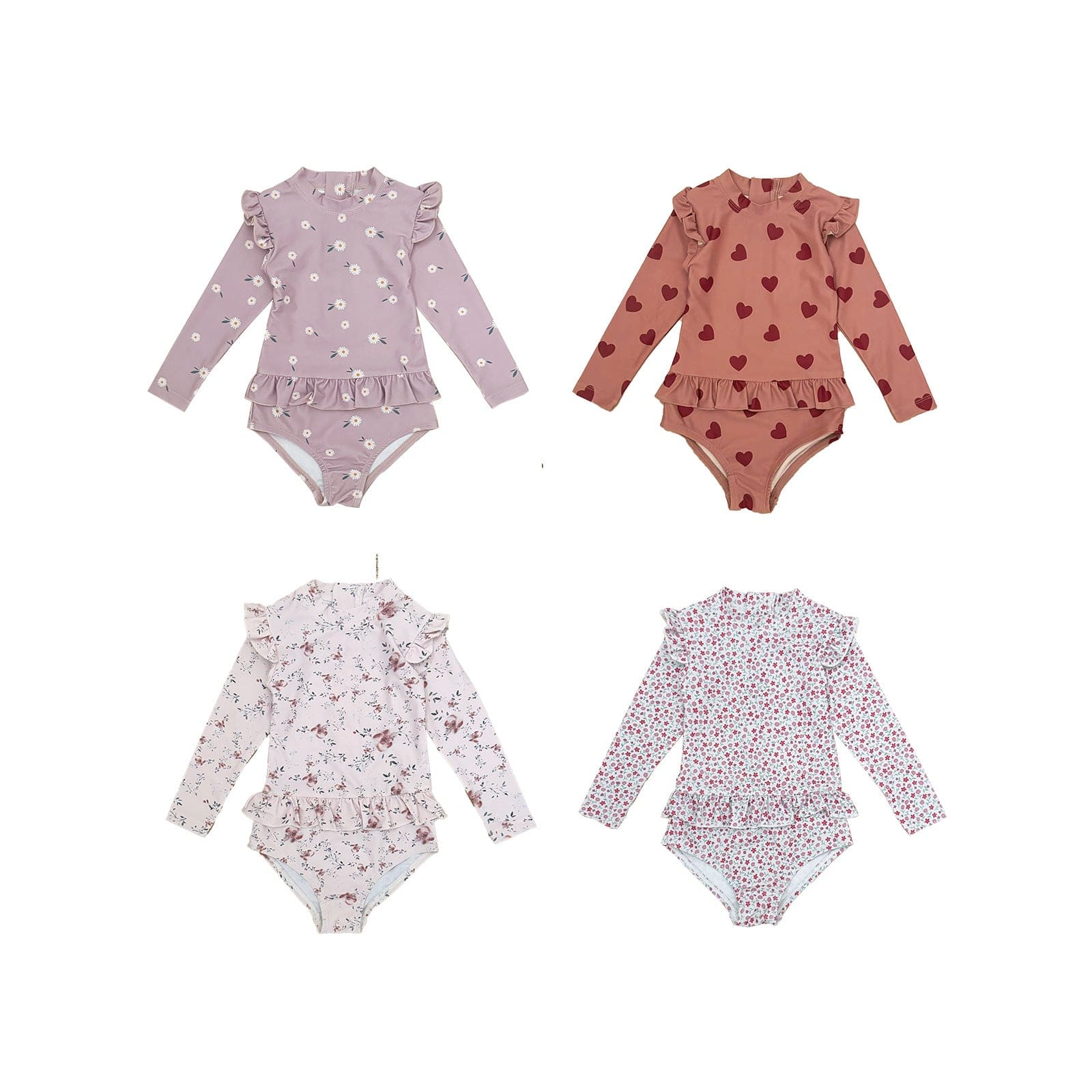 ベビー用水着 ガールズ水着 長袖ワンピーススイムウェア ラッシュガード【mh0009347】