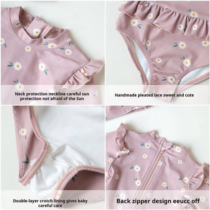 ベビー用水着 ガールズ水着 長袖ワンピーススイムウェア ラッシュガード【mh0009347】