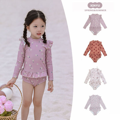 ベビー用水着 ガールズ水着 長袖ワンピーススイムウェア ラッシュガード【mh0009347】