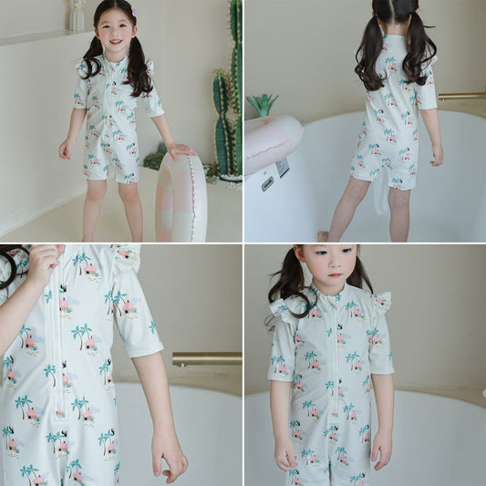 ベビー用水着 ガールズ水着 半袖つなぎスイムウェア ラッシュガード【mh0009348】