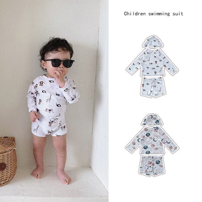 ベビー用水着 ボーイズ水着 長袖セパレートスイムウェア ラッシュガード【mh0009350】