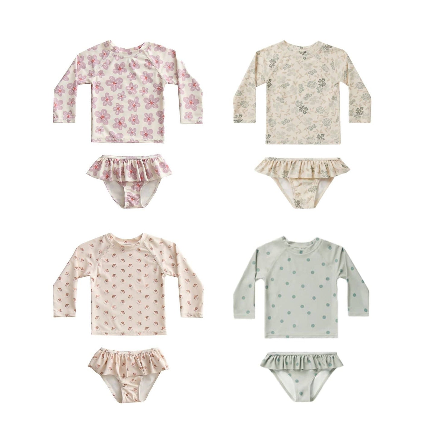 ベビー用水着 ガールズ水着 長袖セパレートスイムウェア ラッシュガード【mh0009351】