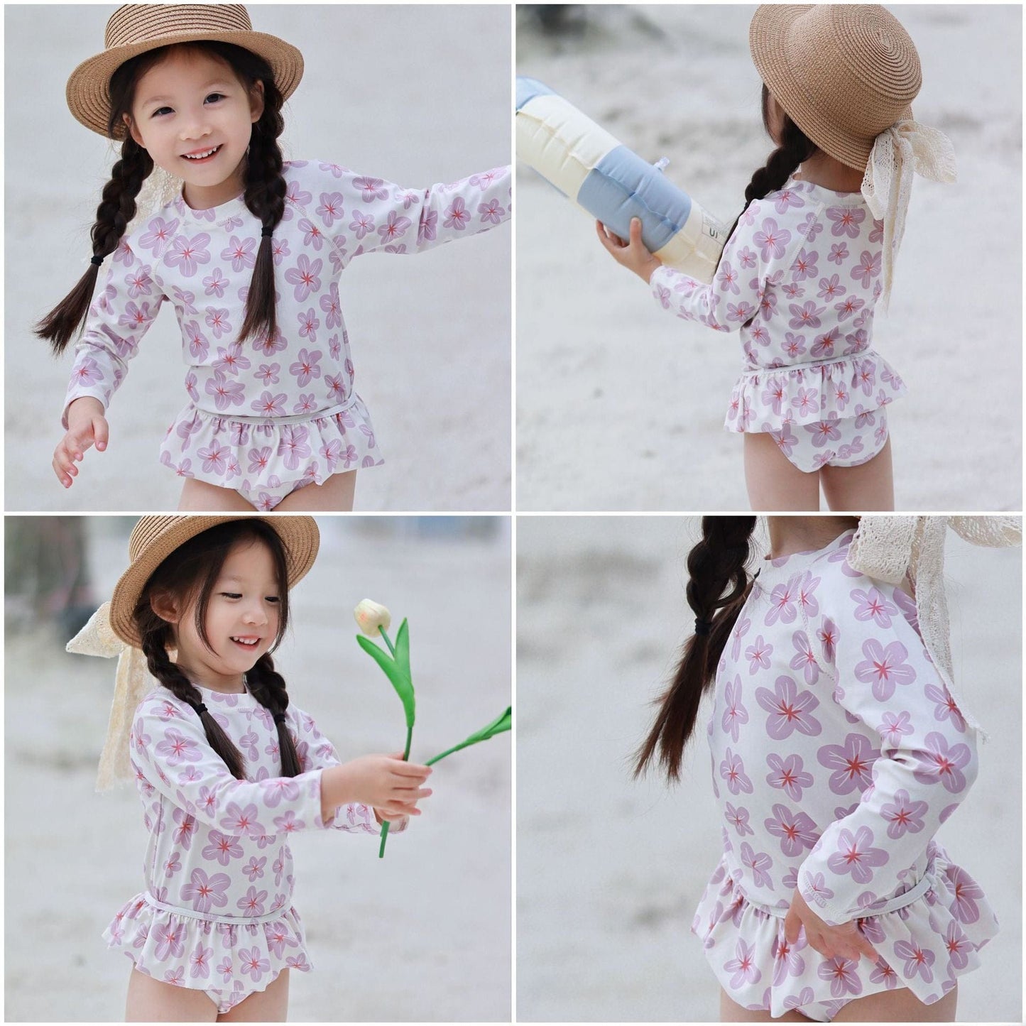 ベビー用水着 ガールズ水着 長袖セパレートスイムウェア ラッシュガード【mh0009351】