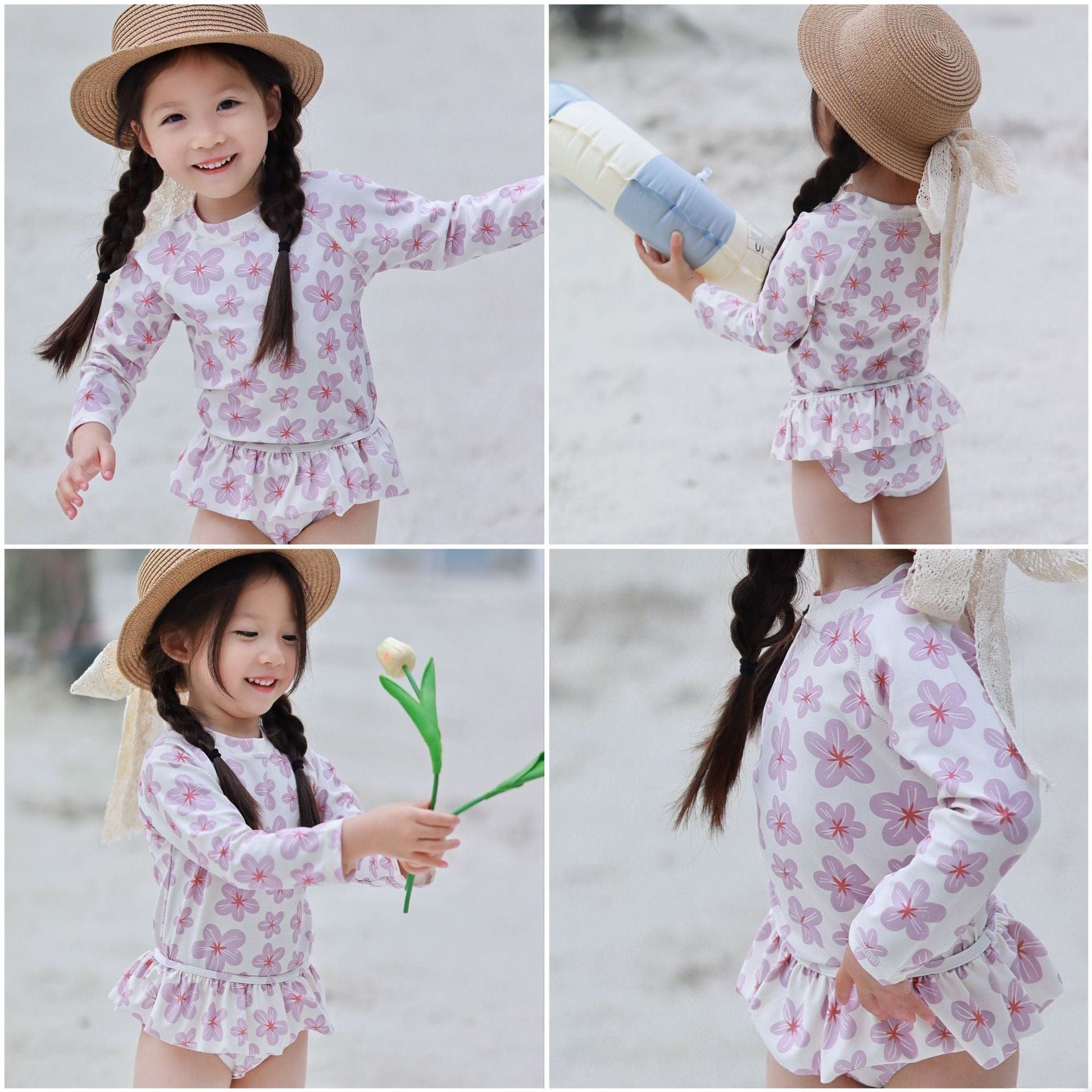 ベビー用水着 ガールズ水着 長袖セパレートスイムウェア ラッシュガード【mh0009351】