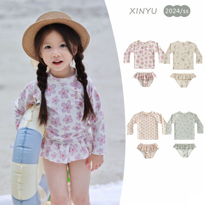 ベビー用水着 ガールズ水着 長袖セパレートスイムウェア ラッシュガード【mh0009351】