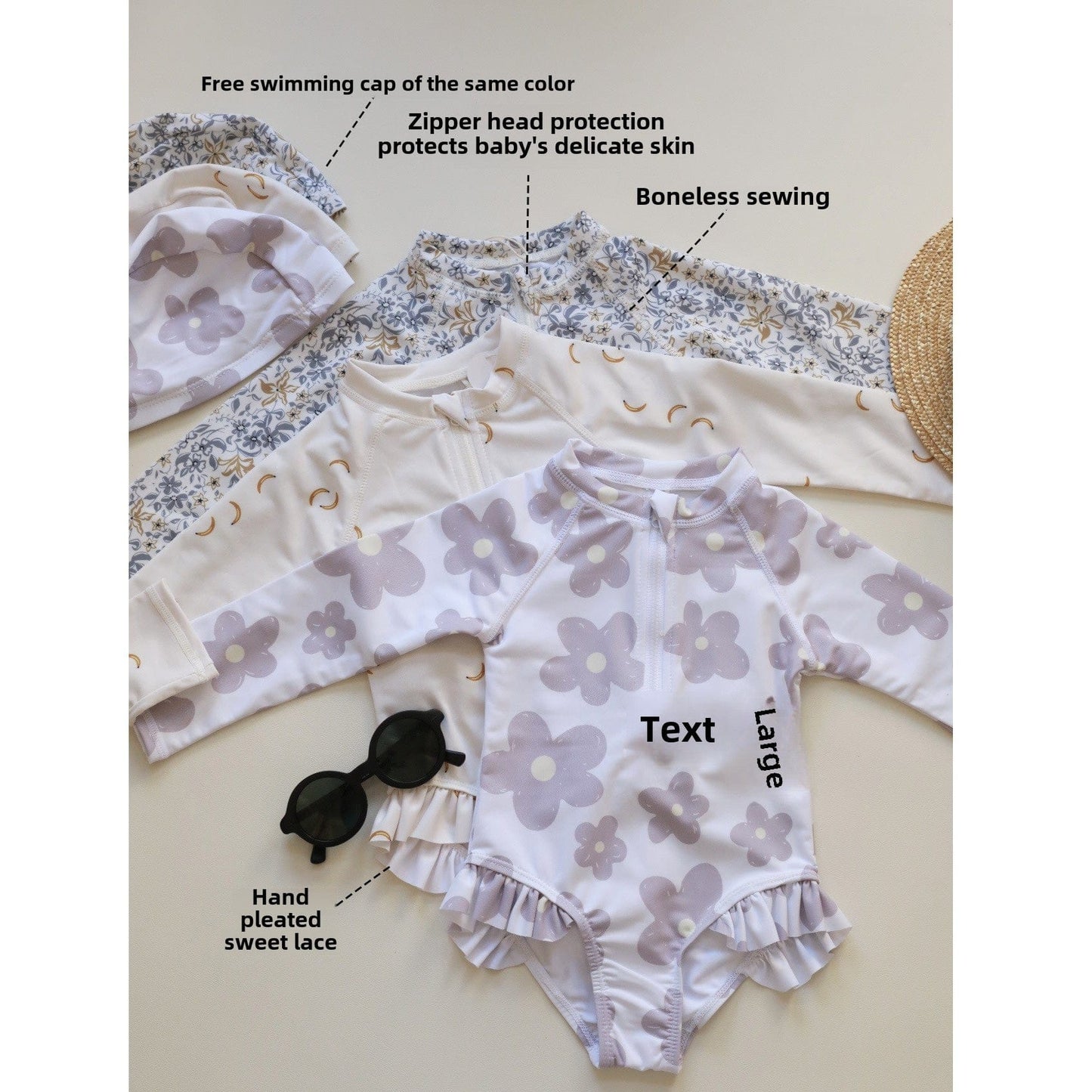 ベビー用水着 ガールズ水着 長袖ワンピーススイムウェア ラッシュガード【mh0009352】