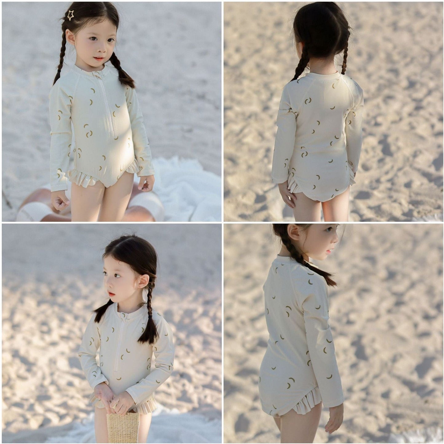 ベビー用水着 ガールズ水着 長袖ワンピーススイムウェア ラッシュガード【mh0009352】