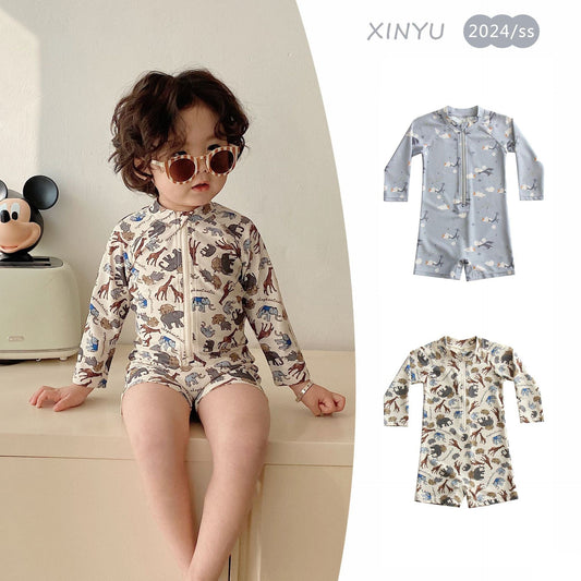 ベビー用水着 ボーイズ水着 長袖つなぎスイムウェア ラッシュガード【mh0009353】