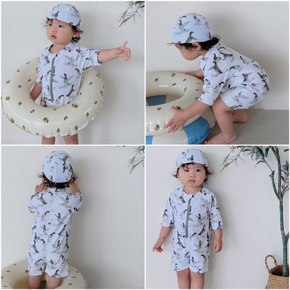 ベビー用水着 ボーイズ水着 半袖つなぎスイムウェア ラッシュガード【mh0009354】