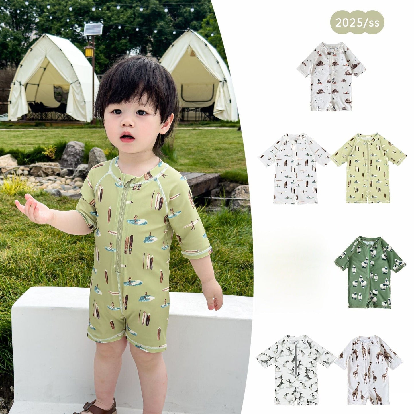 ベビー用水着 ボーイズ水着 半袖つなぎスイムウェア ラッシュガード【mh0009354】