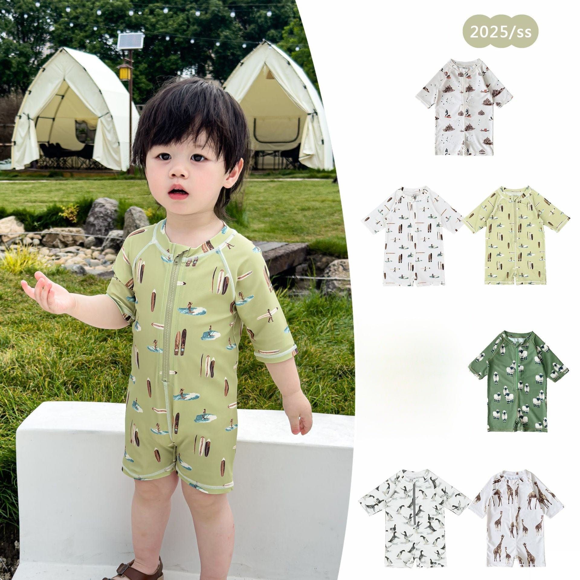 ベビー用水着 ボーイズ水着 半袖つなぎスイムウェア ラッシュガード【mh0009354】