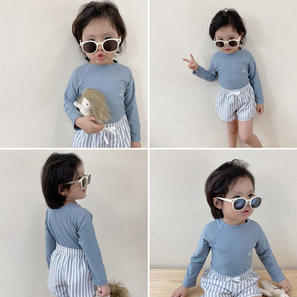 ベビー用水着 ボーイズ水着 長袖セパレートスイムウェア ラッシュガード【mh0009355】