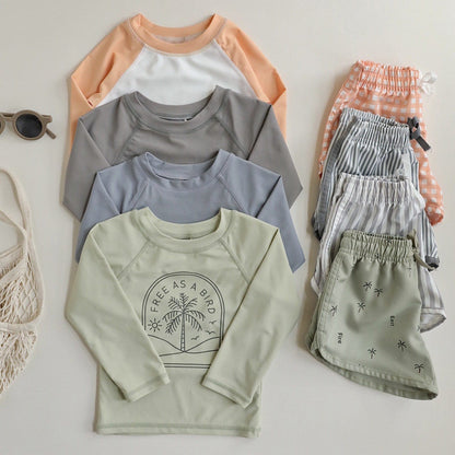 ベビー用水着 ボーイズ水着 長袖セパレートスイムウェア ラッシュガード【mh0009355】