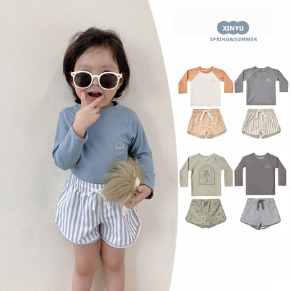 ベビー用水着 ボーイズ水着 長袖セパレートスイムウェア ラッシュガード【mh0009355】