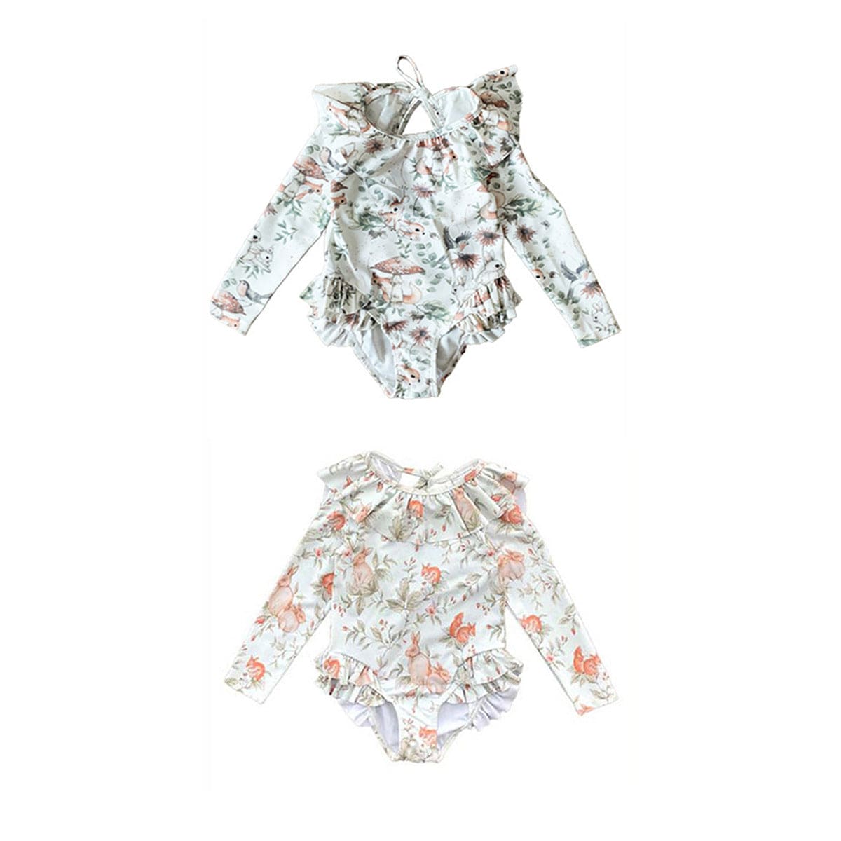 ベビー用水着 ガールズ水着 長袖ワンピーススイムウェア ラッシュガード【mh0009357】