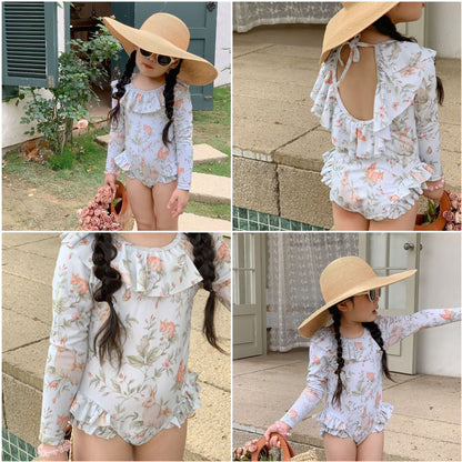 ベビー用水着 ガールズ水着 長袖ワンピーススイムウェア ラッシュガード【mh0009357】